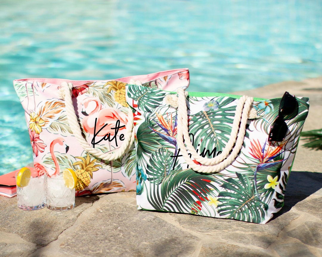 Personalized Beach Tote Bag, Custom Bridesmaids Gift Bag, Summer