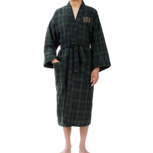 Personalized Men&#39;s Plaid Robe, Father&#39;s Day Gift, Custom Dad Gift, Gift for New Dad, Monogrammed Plaid Robe for Guys, Dad Gift Ideas