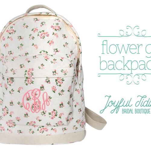 Girls Personalised Flower Initial Backpack School Back to Custom Name Girl Kids 