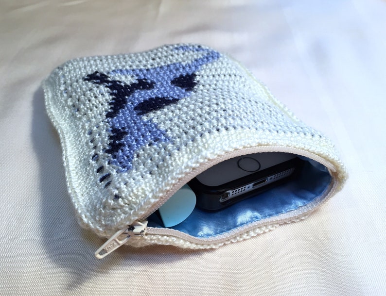 6-12 Zippered Lined Cat Coin Purse Tapestry Crochet