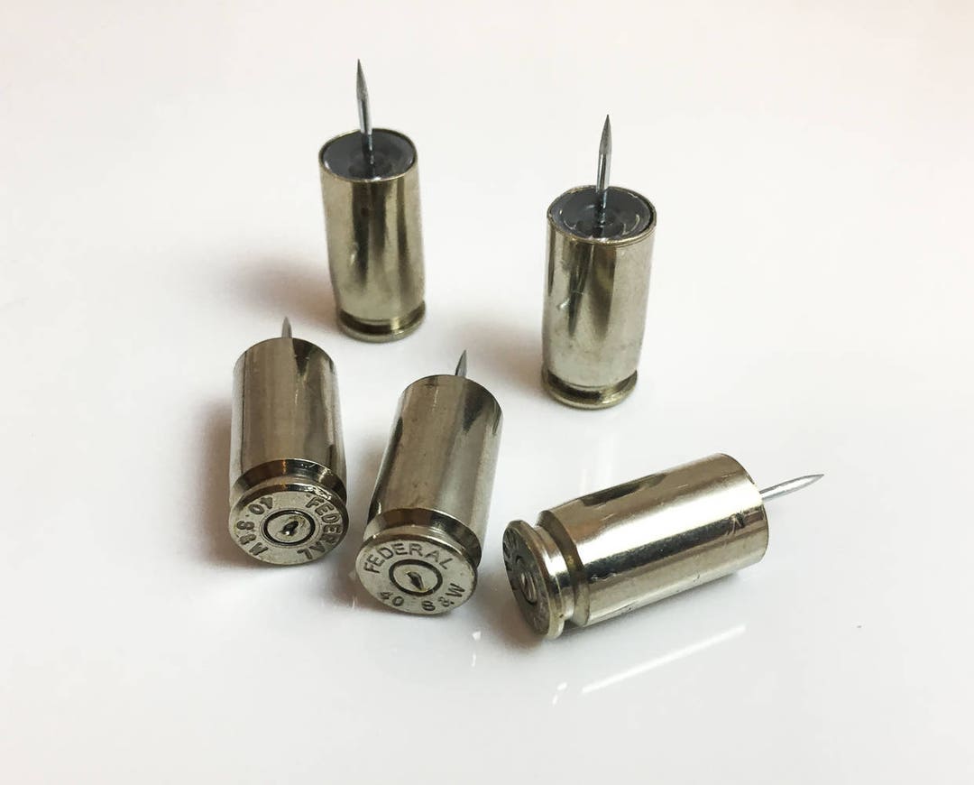 Bullet Gifts / Silver Bullet Push Pins / 5 Bullet Thumb Tacks