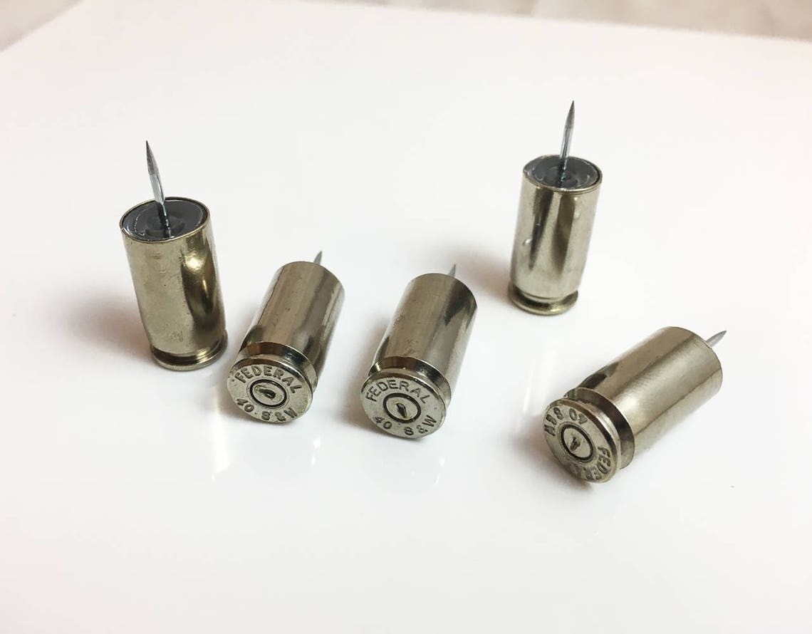 Bullet Gifts / Silver Bullet Push Pins / 5 Bullet Thumb Etsy
