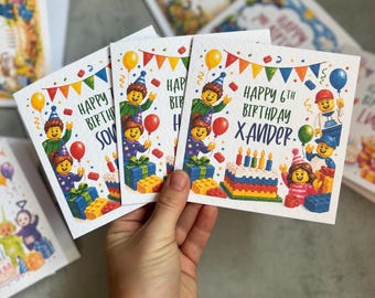 Personalised building block style Birthday Card.
