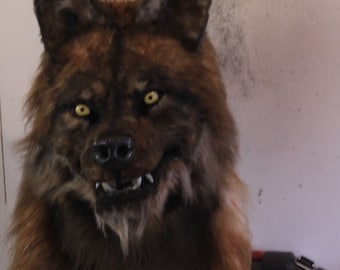 Werewolf fursuit mask. Realistic furry costume Van Helsing werewolf head. cosplay. Halloween cosplay mask,