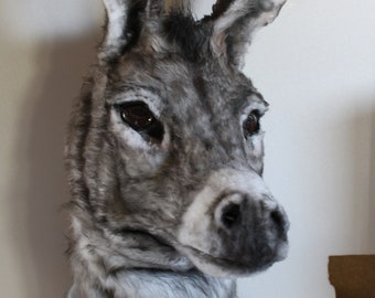 Donkey fursuit mask. Realistic fursuit costume. Donkey head Fursuit. Halloween cosplay mask, Fursuit head