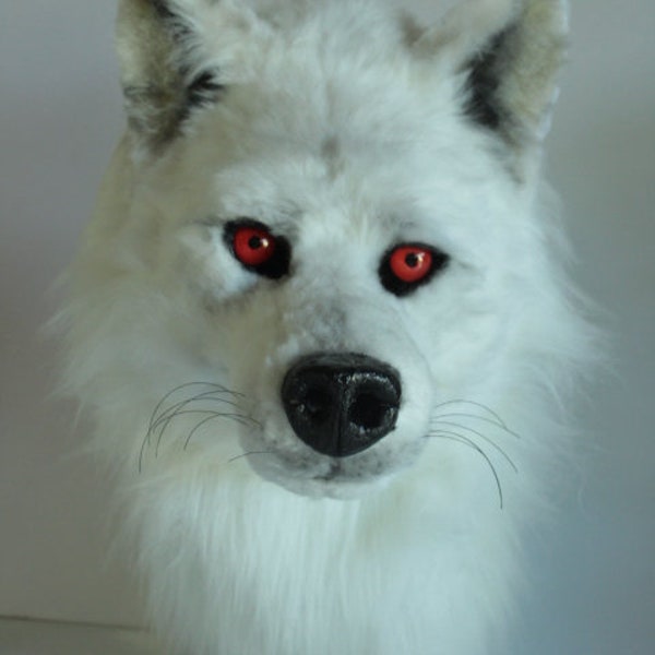 masque de loup blanc fursuit mask wolf lumineux white fursuit a réserver