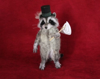 raccoon faux fur sculptures realistic animals figurine toy lifelike