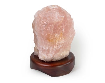 Rose Quartz Lamp with Wood Base