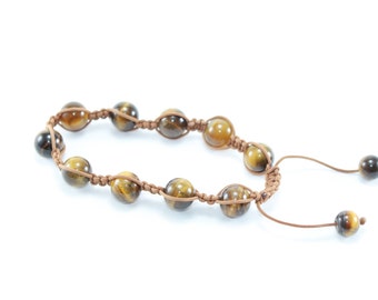 Adjustable Tiger Eye Bracelet (6 mm, 8 mm or 10 mm)