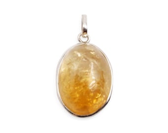 Citrin Oval Cabochon Sterling Silber Anhänger