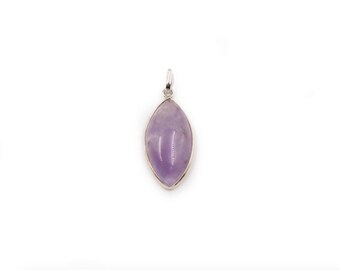 Colgante de amatista ”Navette” de plata esterlina