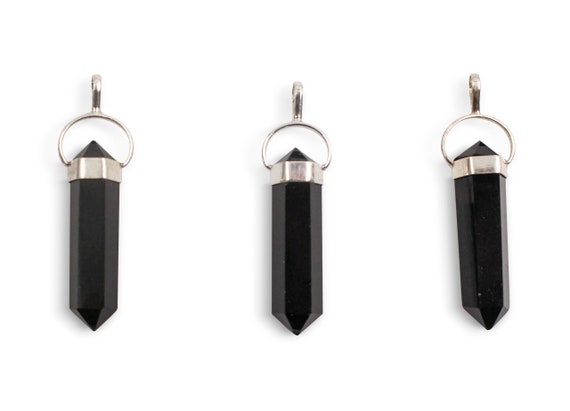 Black Onyx Twin Point Sterling Silver Pendant - image 5