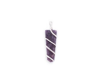 Lepidolite Flat Spiral Pendant