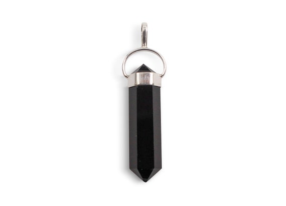 Black Onyx Twin Point Sterling Silver Pendant - image 1