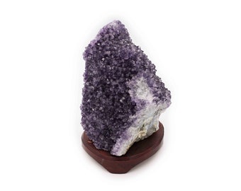 Amethyst Lamp On Wood Base