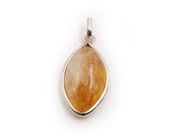 Citrin Navette Cabochon Sterling Silber Anhänger