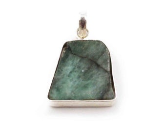 Smaragd Scheibe Sterling Silber Anhänger