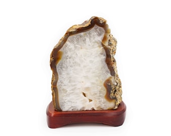 Agate Lamp on Wood Base