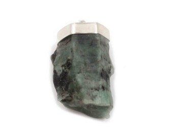 Smaragd Roh Anhänger Sterling Silber