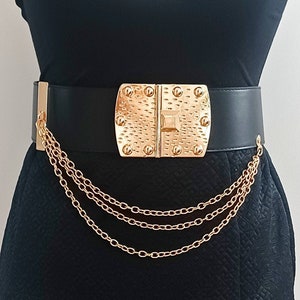 The 'la Reina' Black and Gold Chain Belt - Etsy