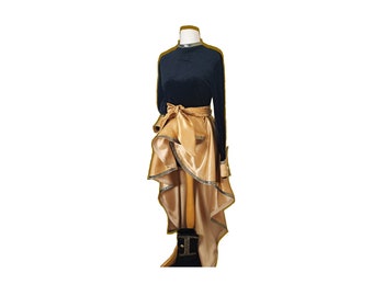 Custom Made Selena Inspired Gold Skirt, Cuffs, Black Top and Boot Set