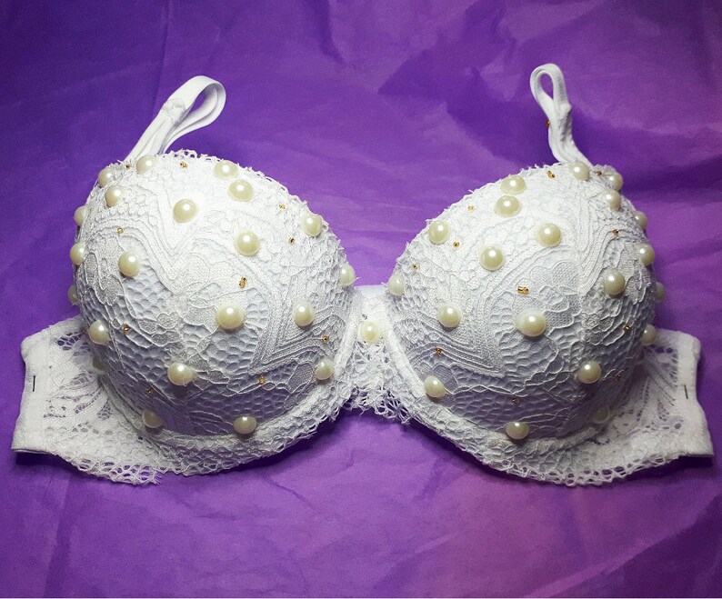 Selena Inspired White Pearl Bra Etsy