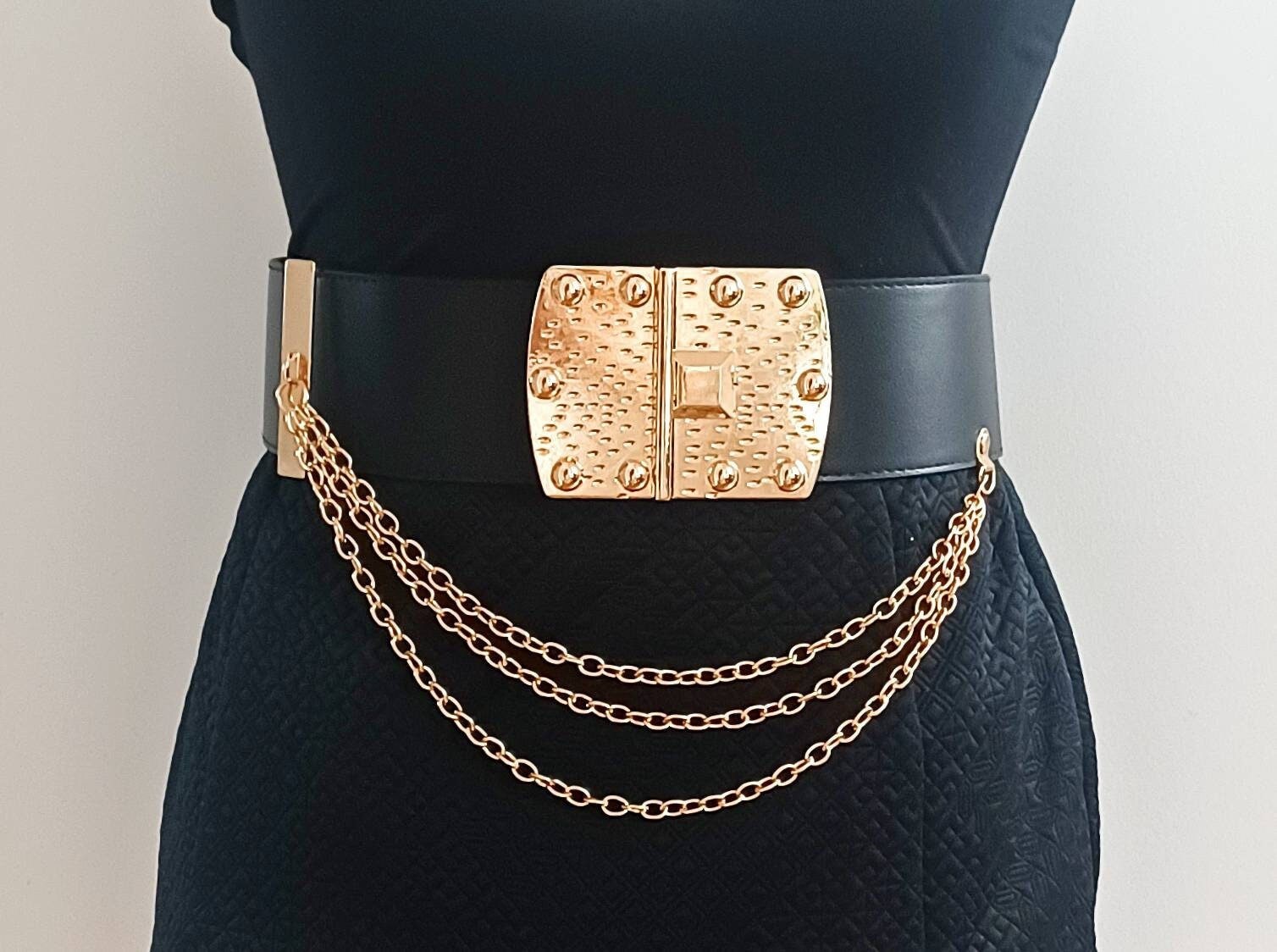 Golden Tone chain womens belt selena boho chic elegant luxury Formal sezane Selena belt raffia embroidered flower 80 and 90cm  main image 3