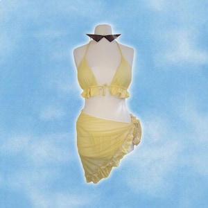 Yellow 3 Piece Ruffled Bikini
