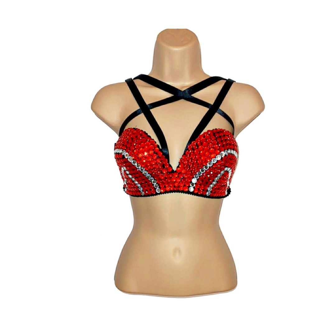 Selena Inspired Red Jewelled Bustier Israel
