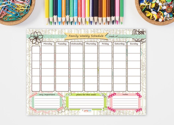 digital planner family weekly schedule family weekly planner printable planner weekly planner printable family organizer family schedule organizer