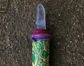 Flowers and Vines Magic Wand with Quartz Crystal