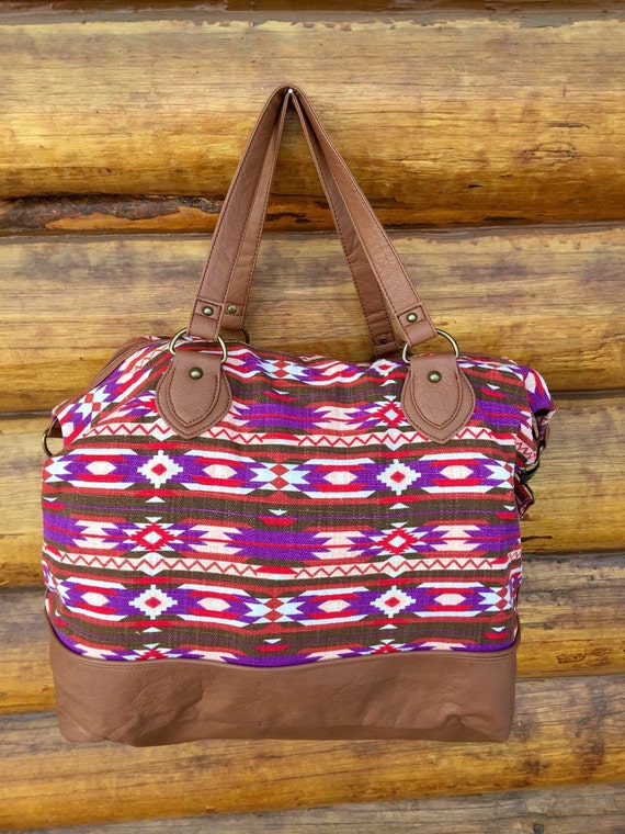 Items similar to Multi color aztec duffle bag on Etsy