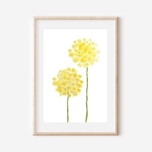 Abstract Watercolor Print Customize instant digital download  yellow dandelion floral art  home decor wall art nature watercolor art