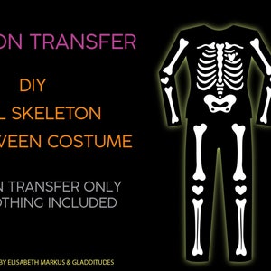 DIY Iron-on Transfer - Full Skeleton Costume -- rib cage, pelvis, arm and leg bones