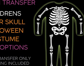 DIY Iron-on Transfer - Sugar Skull Children's Skeleton Costume -- rib cage, arm and leg bones