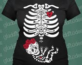 Frida Inspired Maternity Skeleton Costum T-shirt