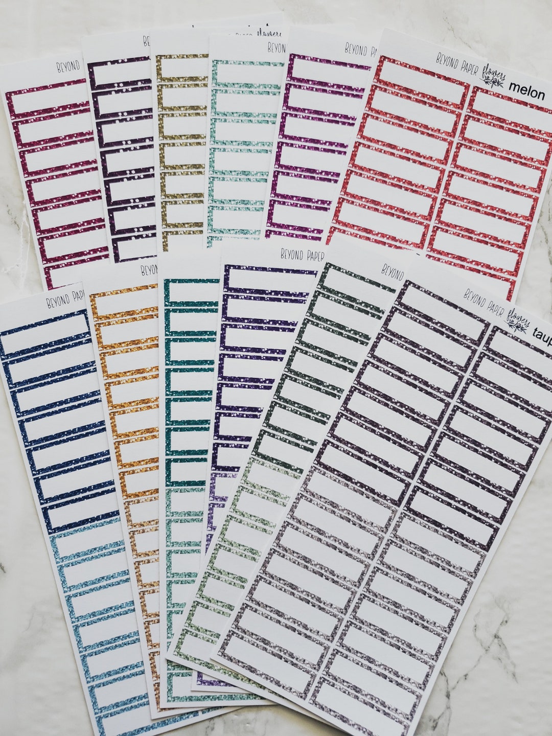 Glittery Earthy Quarter Box Stickers (not Actual Glitter) - Etsy