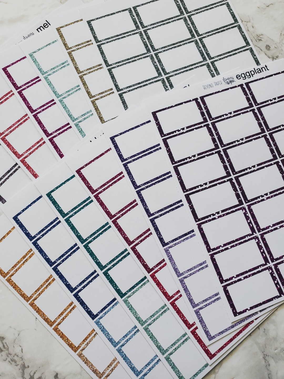 Glittery Earthy Half Box Stickers (not Actual Glitter) - Etsy