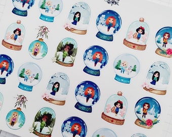 Winter Princess Snow Globes Deco Stickers
