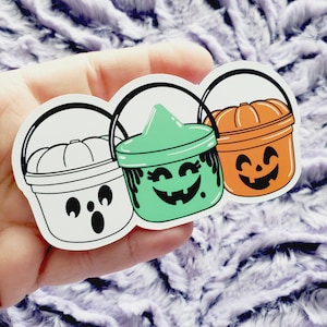 Halloween Bucket Trio Vinyl Sticker Die Cut
