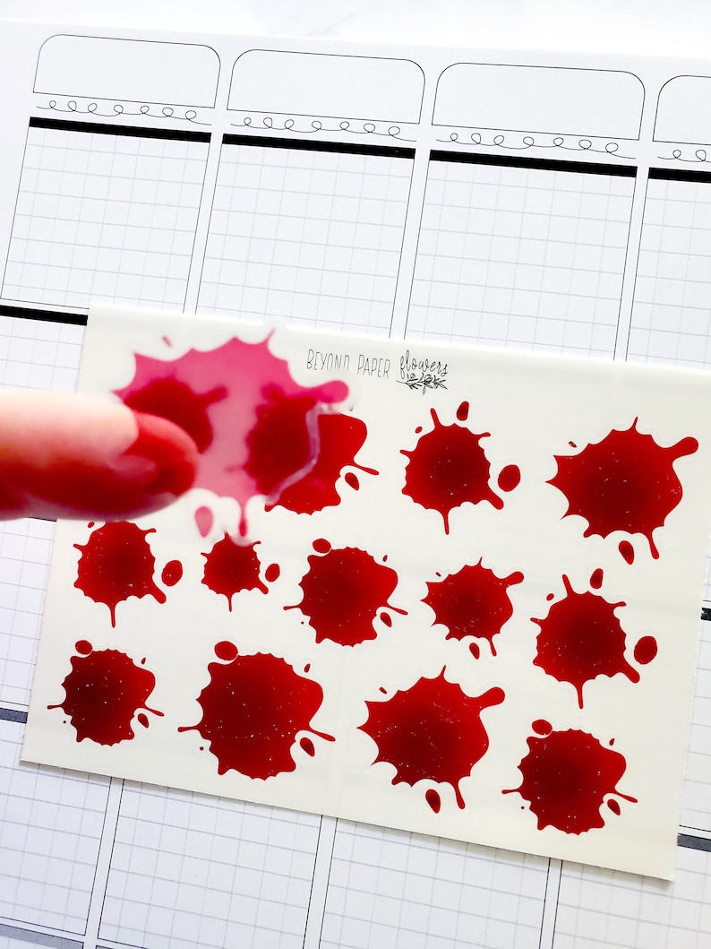 Blood Splat Sticker Clear Red Splatter Sticker Sheet - Etsy