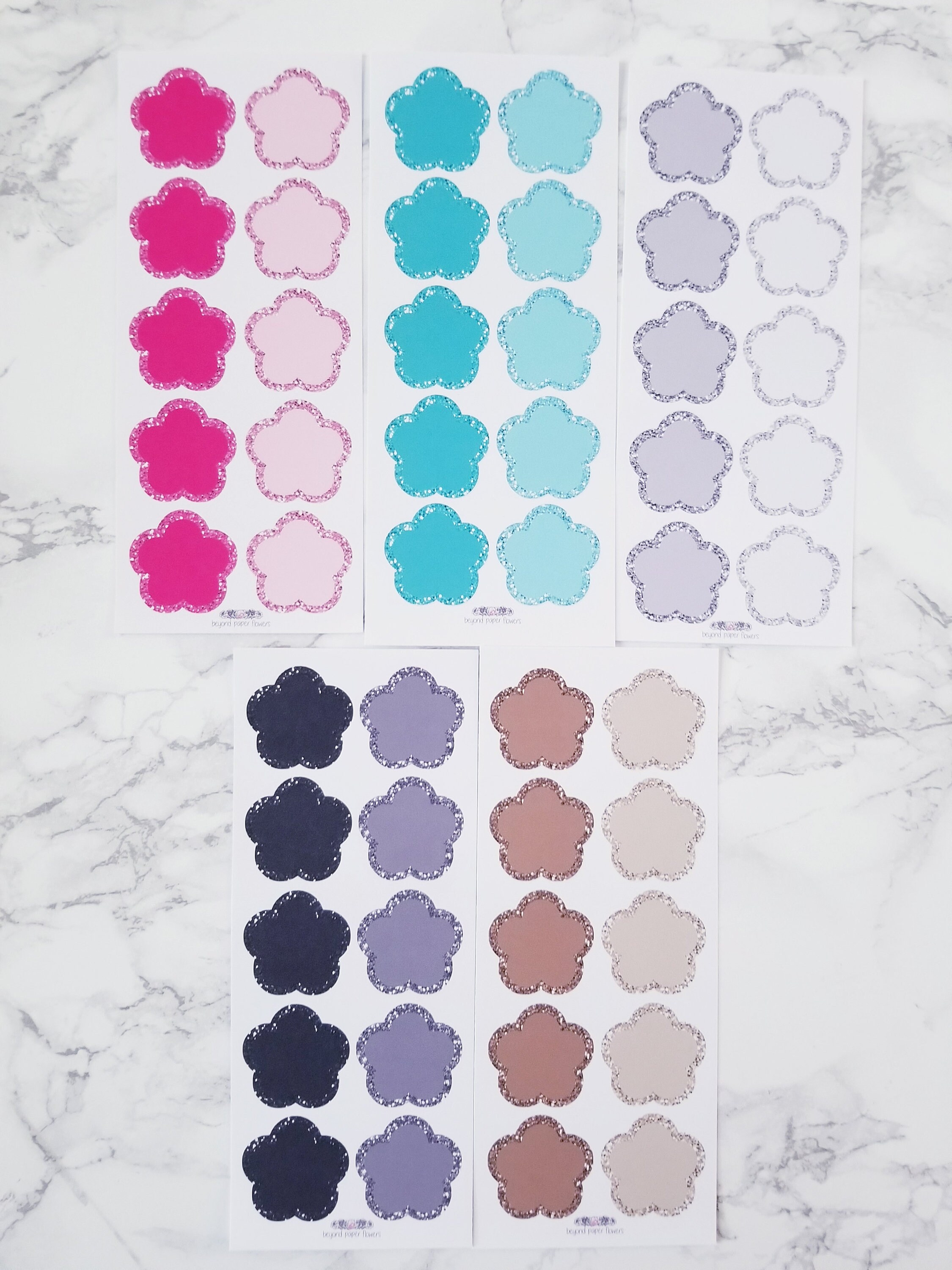 Flower Glitter Stickers (not Actual Glitter) - Etsy