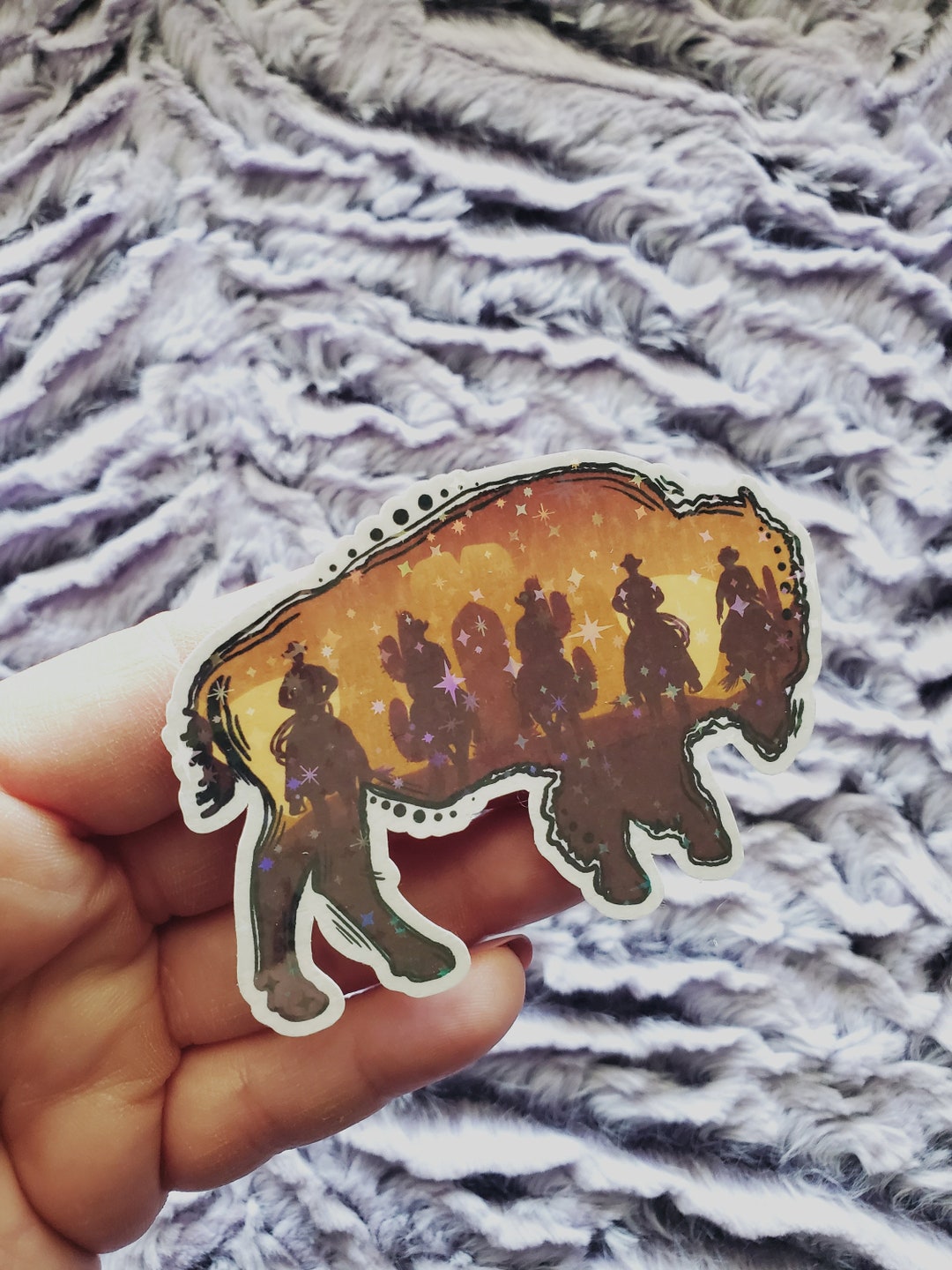Buffalo Western Sparkly Sticker Die Cut - Etsy