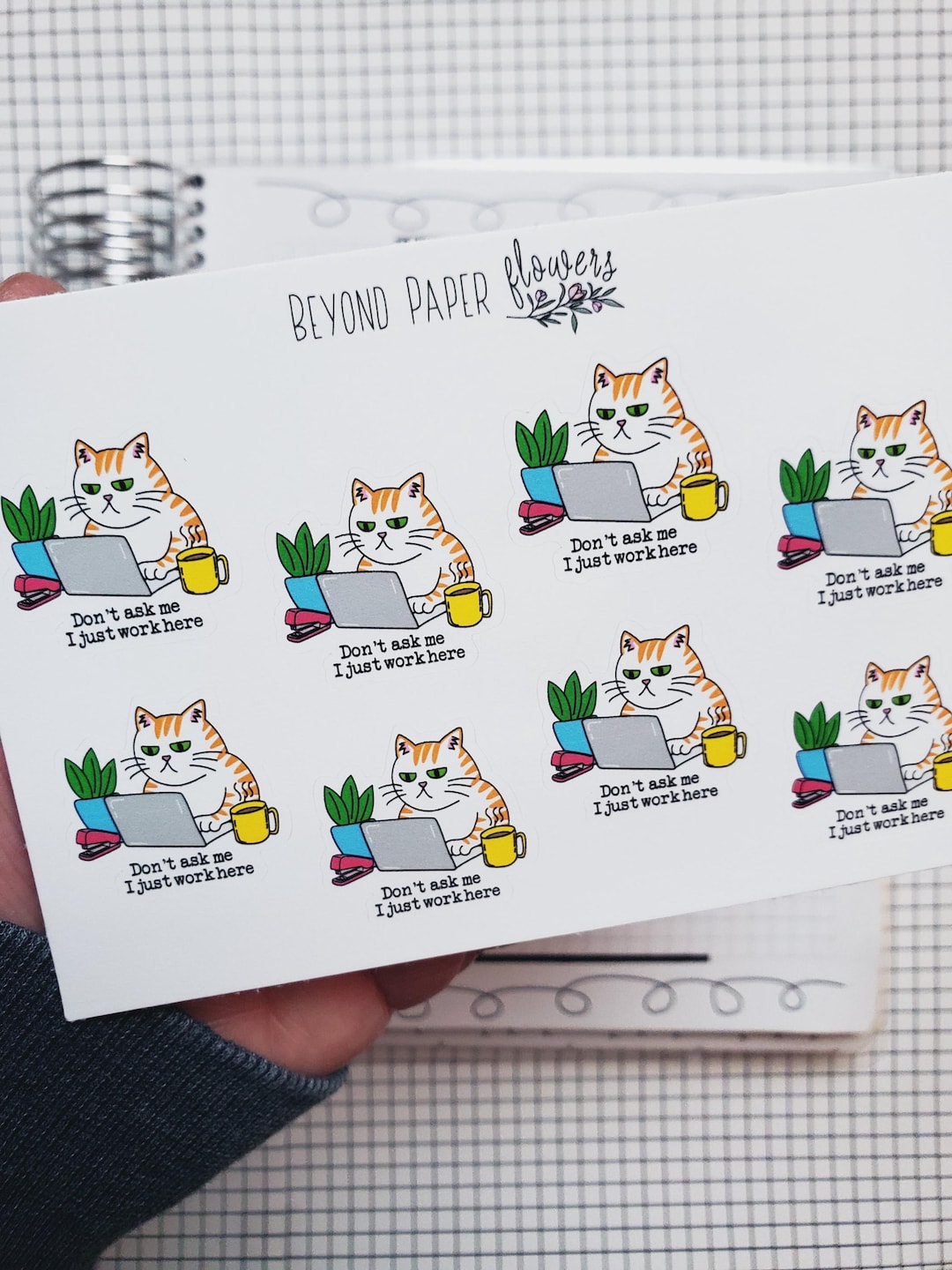 I Just Work Here Cat Deco Stickers - Etsy