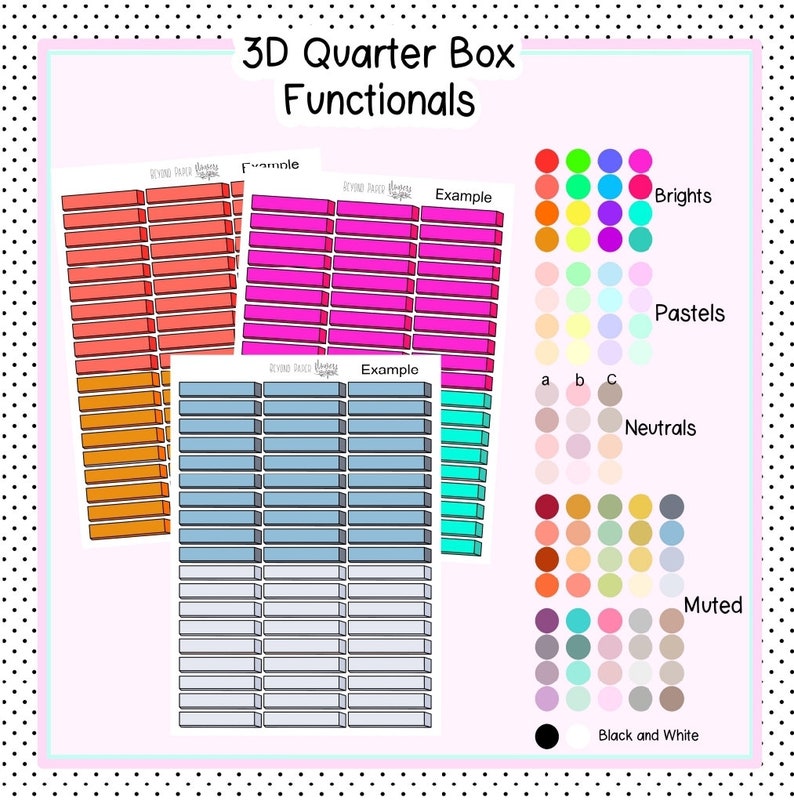 3D Quarter Box Functional Stickers - Etsy