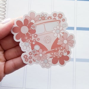 Floral Buggy Van Vinyl Sticker Die Cut