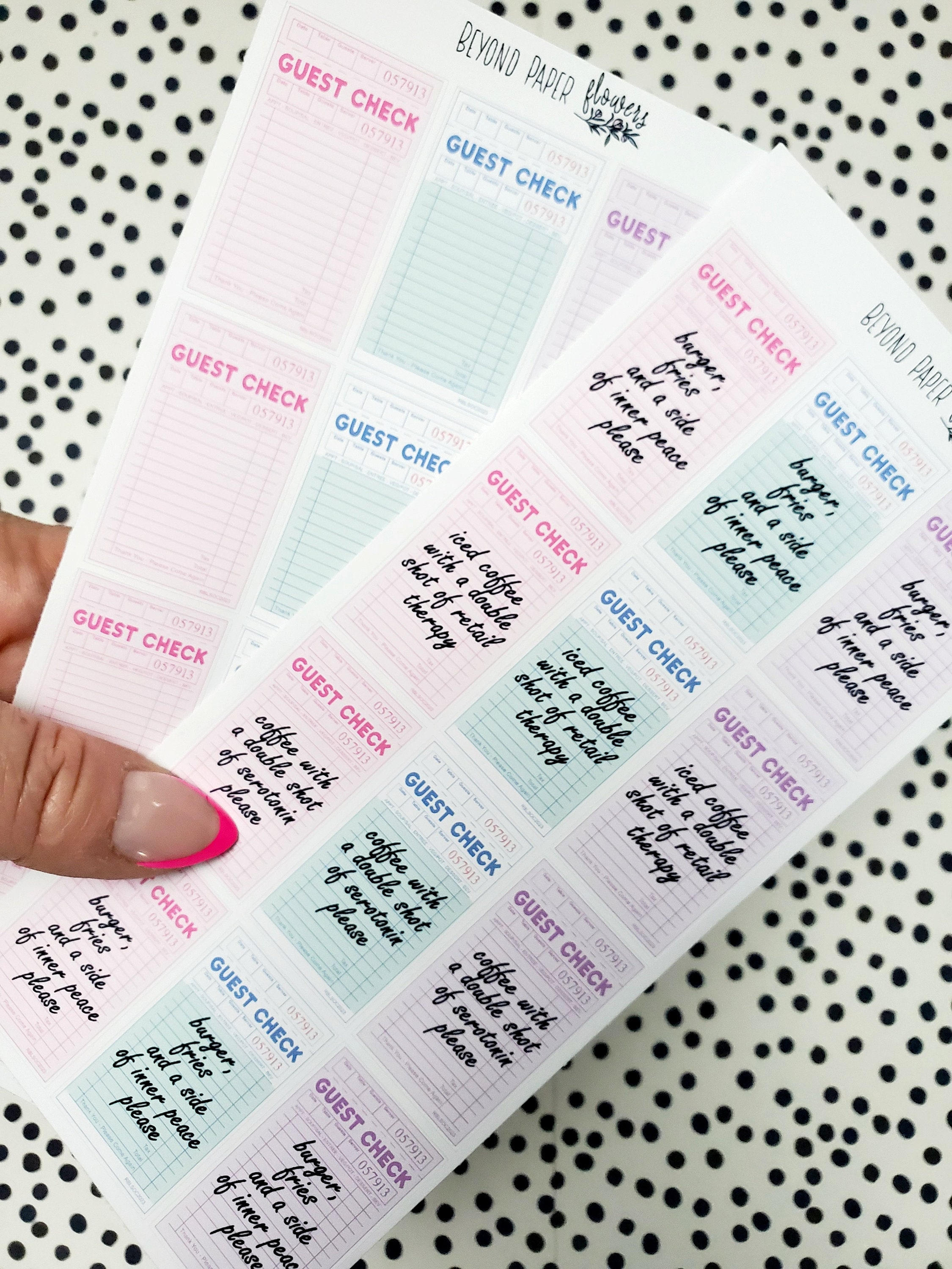 Guest Check Deco Stickers - Etsy