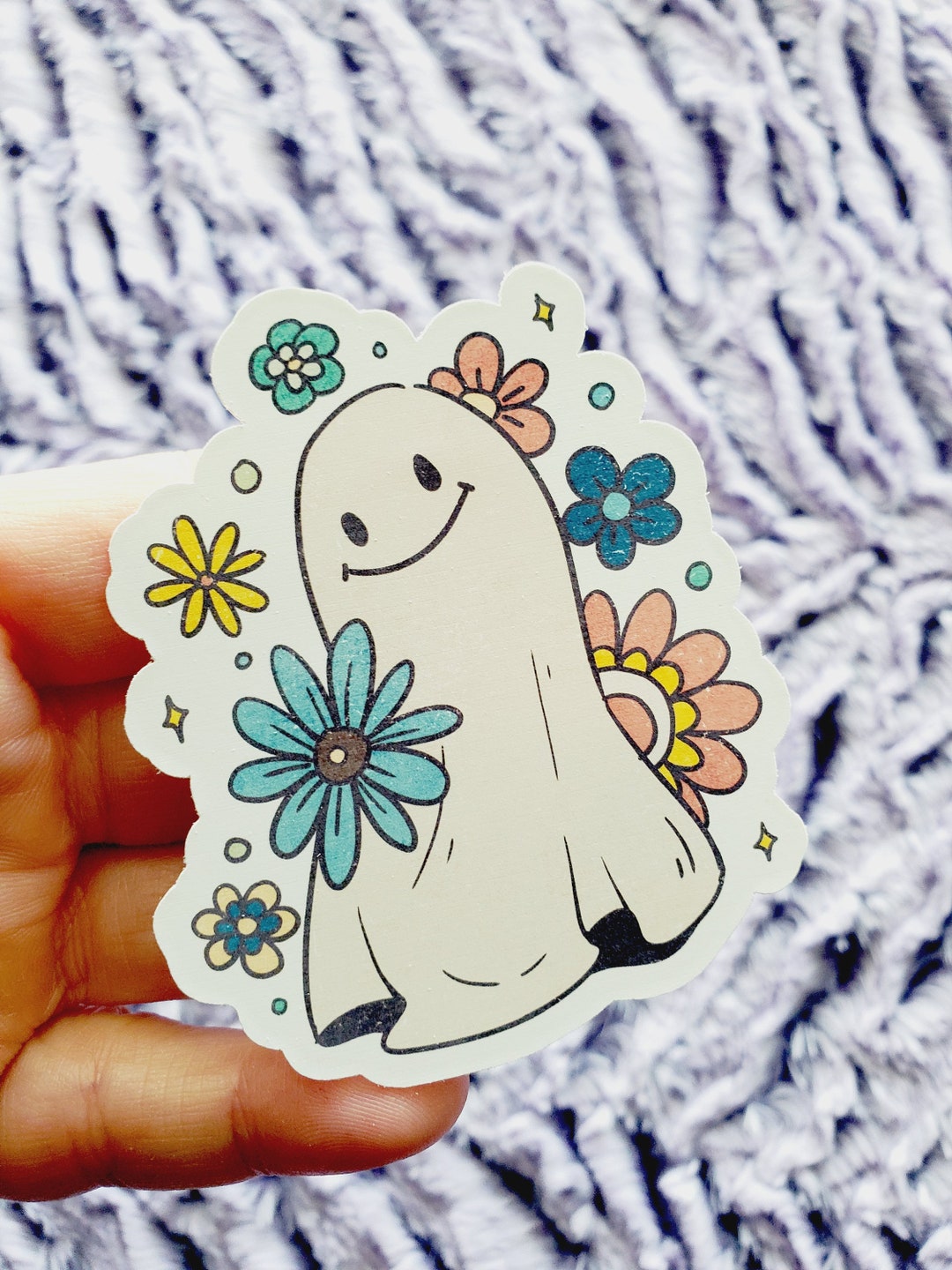 Smiling Ghost Vinyl Sticker Die Cut - Etsy