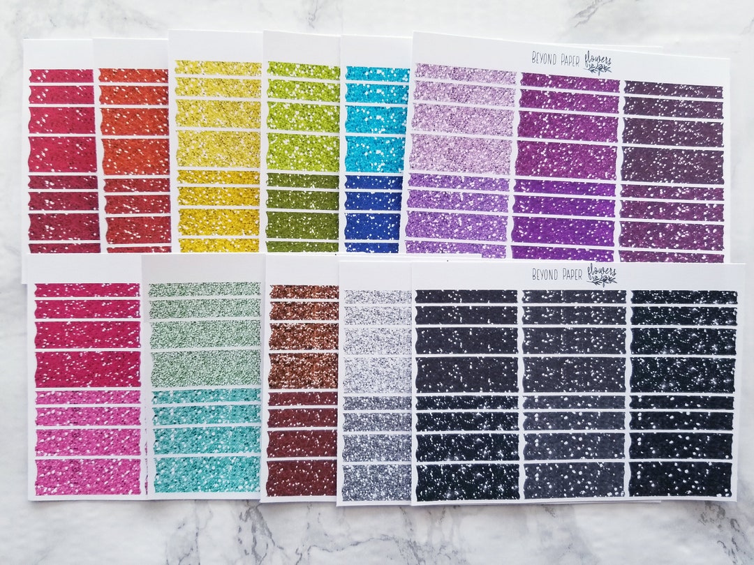 Box Width Rainbow Glittery Washi Strips (not Actual Glitter) - Etsy