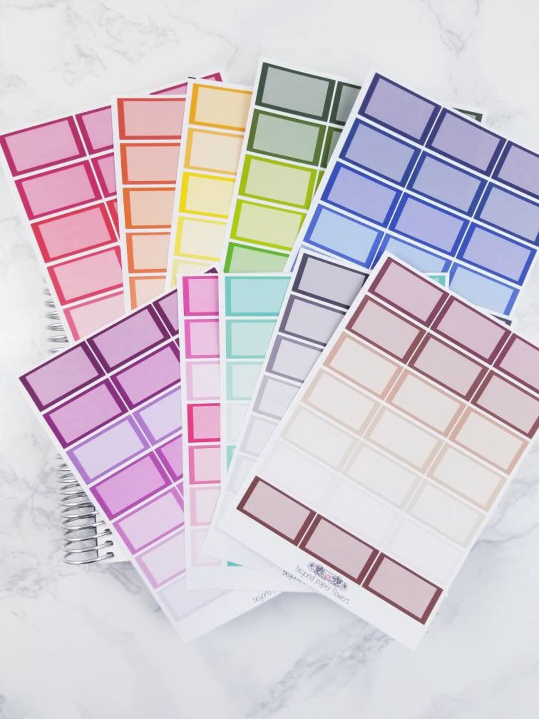 Colored Half Box Stickers - Etsy